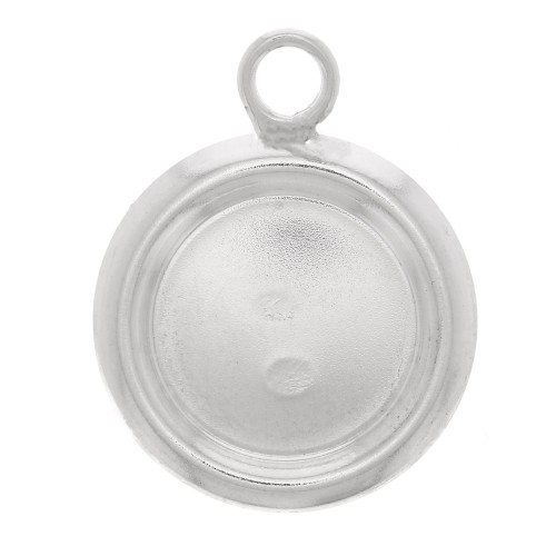925 Sterling Silver Round pendant for 8mm flat back cabochon x1