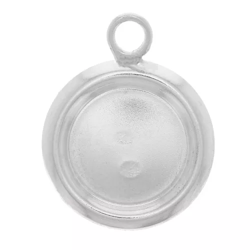 925 Sterling Silver Round pendant for 8mm flat back cabochon x1