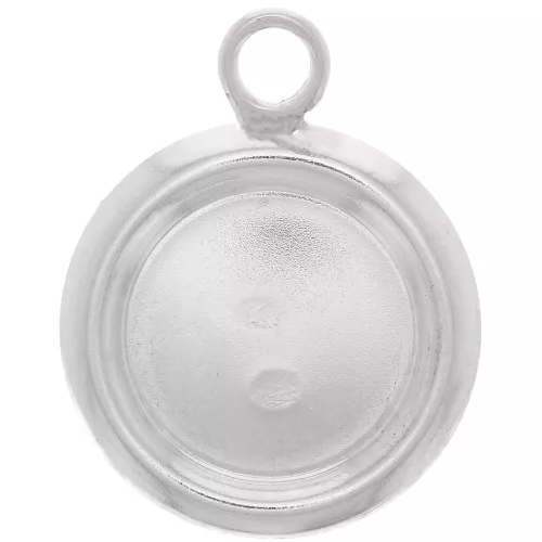 925 Sterling Silver Round pendant for 10mm flat back cabochon x1