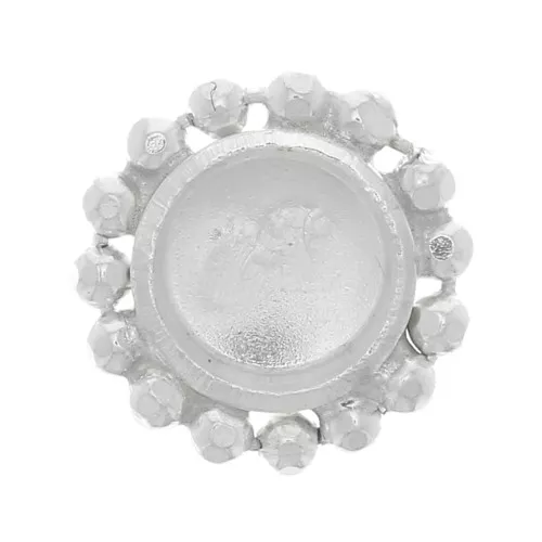 925 Sterling Silver Round setting with small filed balls for 4 mm cabochon x1
