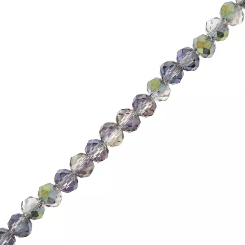 Rondelle beads faceted - round flattened 4x3.5 mm - Black Diamond Iris x41cm
