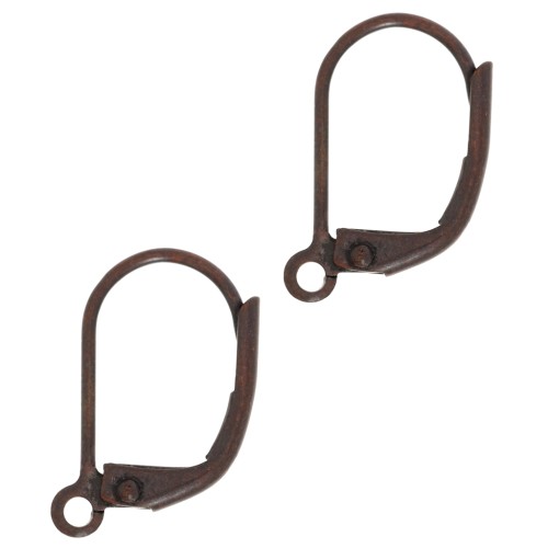 Leverback earrings 15x10mm Old Copper tone x4