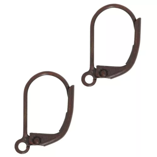 Leverback earrings 15x10mm Old Copper tone x4