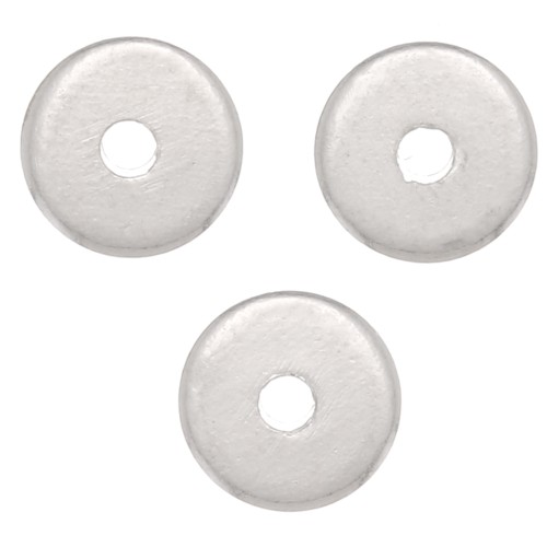 4x1mm Heishi Round Beads - Flat Drilled Discs - Silver Tone x10