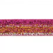Ruban pailleté 10 mm Fuchsia/Doré/Argenté x 2m