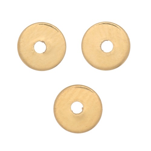 4x0.7mm Heishi round beads - flat drilled discs - Fine Gold plated x50
