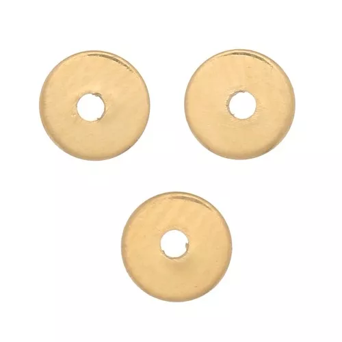 4x0.7mm Heishi round beads - flat drilled discs - Fine Gold plated x50