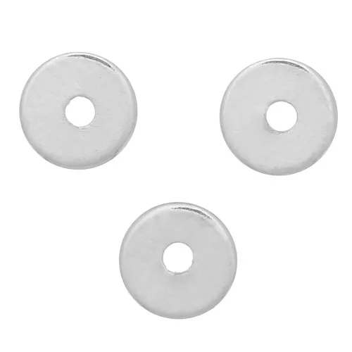 4x0.7mm Heishi Disc Beads - Flat Drilled Discs - Silver Tone x50