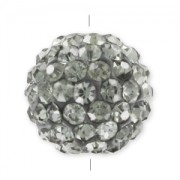 Plasticine round bead rhinestones 10mm Black Diamond x1