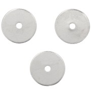 6x0.5mm Heishi Round Beads - Flat Drilled Discs - Silver Tone x10|raw }}