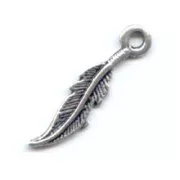 Feather pendant 23x5 mm - Aged silver x1