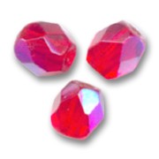 Fire Polished faceted round beads 6mm Light Siam AB x25