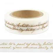 Adhesive tape 15 mm Scripture Ecru/Bronze x10m