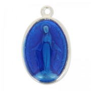 Enamelled Virgin medal 25mm Blue x1