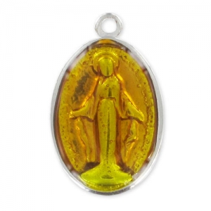 Enamelled Virgin medal 25mm Topaz x1