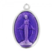 Enamelled Virgin medal 25mm Purple x1