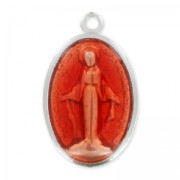 Enamelled Virgin medal 25mm Orange x1