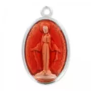 Enamelled Virgin medal 25mm Orange x1