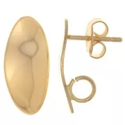 18x8mm oval design earstuds - open ring - Fine Gold plated x2