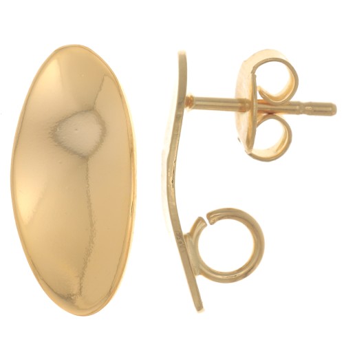 18x8mm oval design earstuds - open ring - Fine Gold plated x2