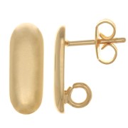 15x6mm round rectangle earstuds - open ring - Fine Gold Plated x2