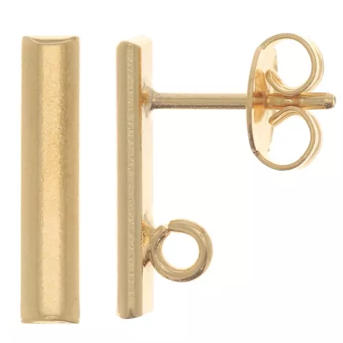 15x3mm round bar earstuds - open ring - Fine Gold Plated x2