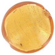 Gold foil Murano flat round 16mm Topaz x1