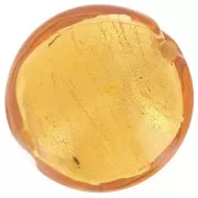 Gold foil Murano flat round 16mm Topaz x1