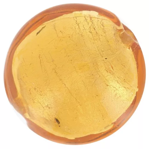Gold foil Murano flat round 16mm Topaz x1