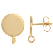 10mm Disc Earstuds - open perpendicular ring - Fine Gold plated x2|raw }}