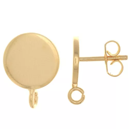 10mm Disc Earstuds - open perpendicular ring - Fine Gold plated x2