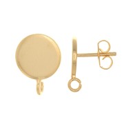 8mm Disc Earstuds - open perpendicular ring - Fine Gold plated x2|raw }}