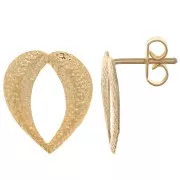 16x13mm Hammered hollow heart earstuds - Fine Gold plated x2