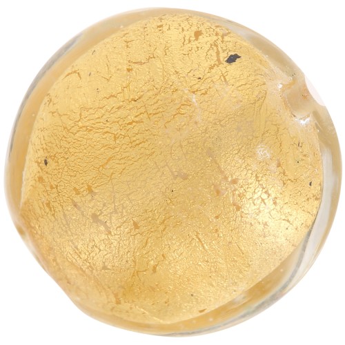 Gold foil Murano flat round 16mm Crystal x1
