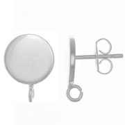 10mm Disc ear studs - open perpendicular ring - Fine silver plating x2|raw }}