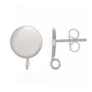 8mm Disc ear studs - open perpendicular ring - Fine silver plating x2|raw }}
