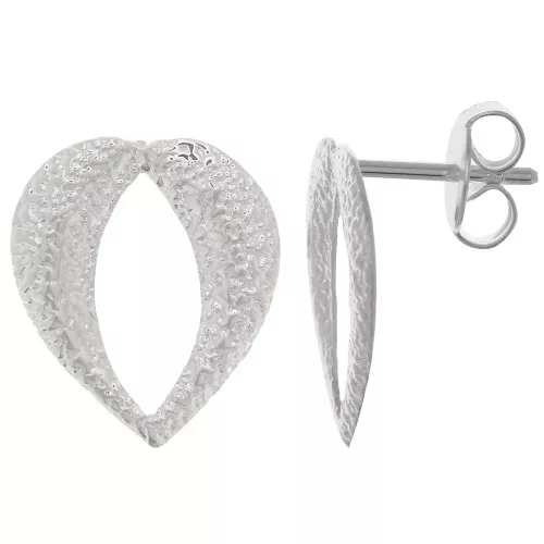 16x13mm Hammered design ear studs - Fine silver plating x2