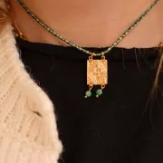 22x13.5mm Rectangle connector 2 rows ethnic pattern - Fine Silver plating x1