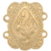 17x15mm Rectangle connector 2 rows ethnic pattern - Fine Gold Plated x1
