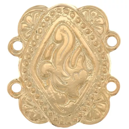 17x15mm Rectangle connector 2 rows ethnic pattern - Fine Gold Plated x1
