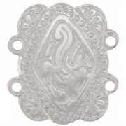 17x15mm Rectangle connector 2 rows ethnic pattern - Fine Silver plating x1|raw }}