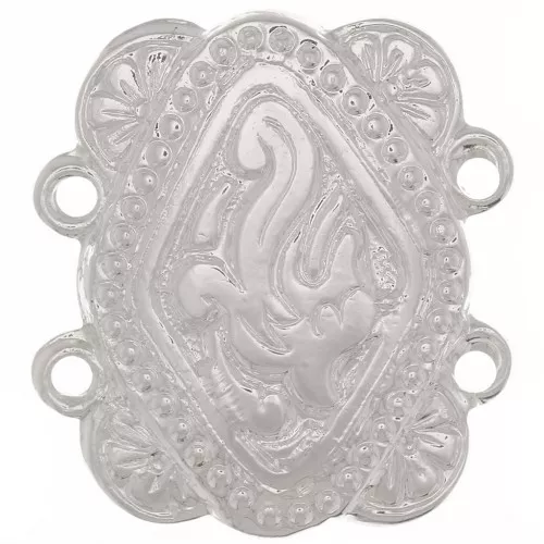 17x15mm Rectangle connector 2 rows ethnic pattern - Fine Silver plating x1