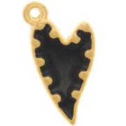 22x13mm irregular epoxy resin heart Pendant - Fine Gold plated - Black x1|raw }}
