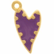 22x13mm irregular epoxy resin heart Pendant - Fine Gold plated - Purple x1|raw }}