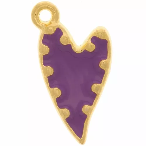 22x13mm irregular epoxy resin heart Pendant - Fine Gold plated - Purple x1