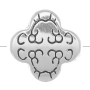 11mm Clover worked bead - Fine Antique silver plating x1