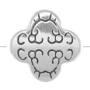 11mm Clover worked bead - Fine Antique silver plating x1