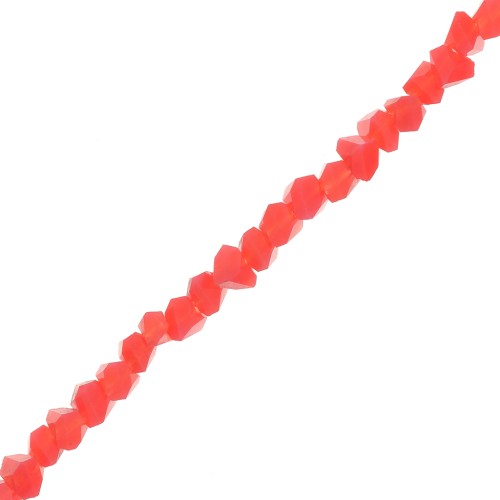 3mm Glass beads irregular faceted - Coral x33cm