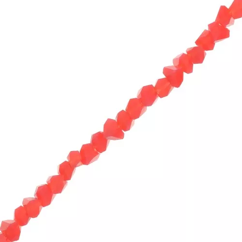 3mm Glass beads irregular faceted - Coral x33cm