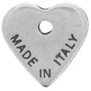 13mm Heart charm - Made in Italy - Antique Silver x1
